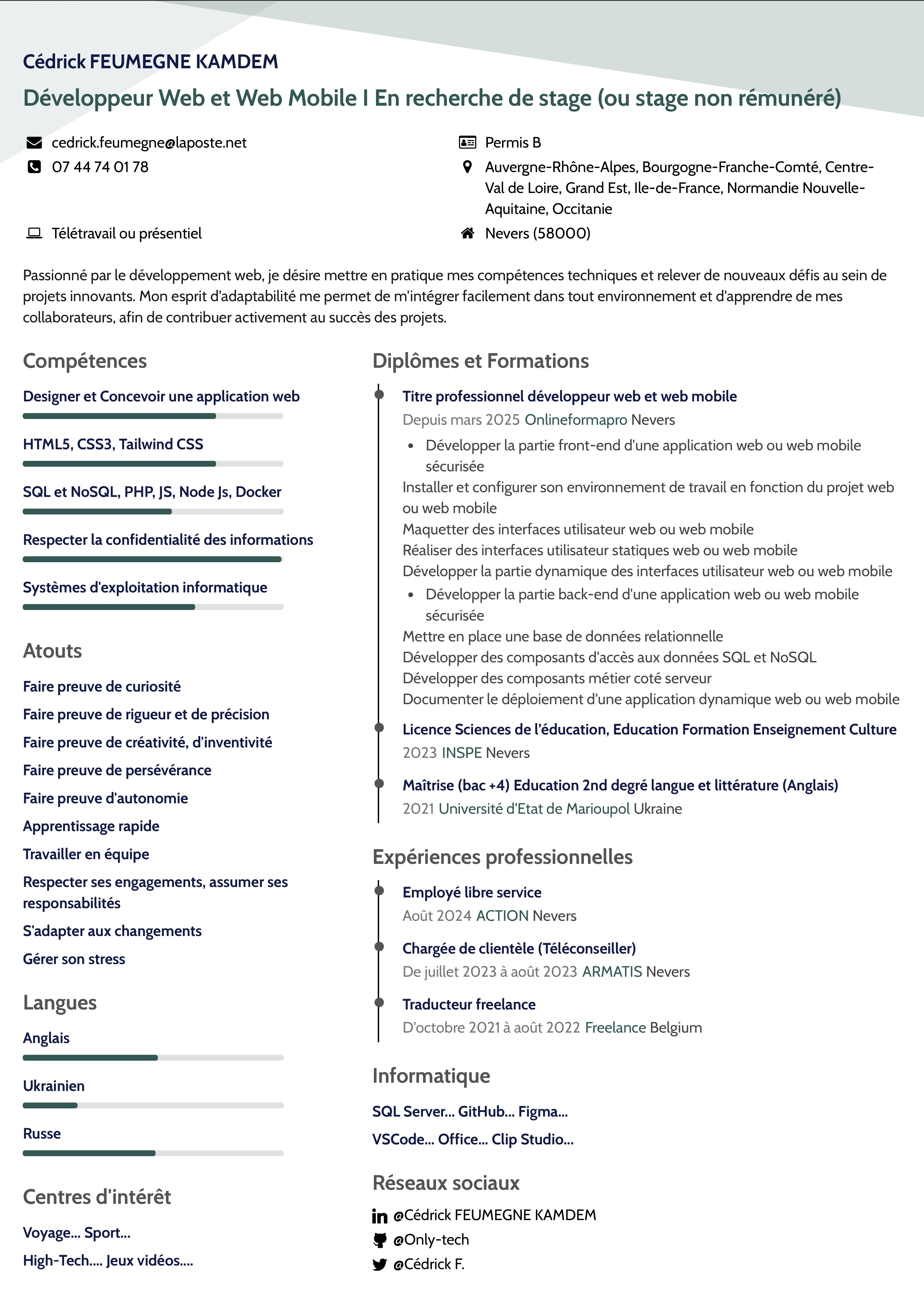 Aperçu CV